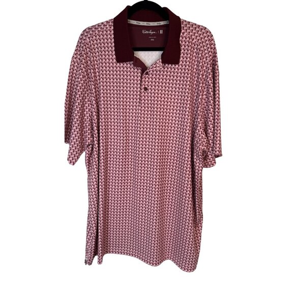 NWT Walter Hagen Men's XXL Houndstooth Pink Polo Shirt Golf Tee Time Print - Picture 1 of 16